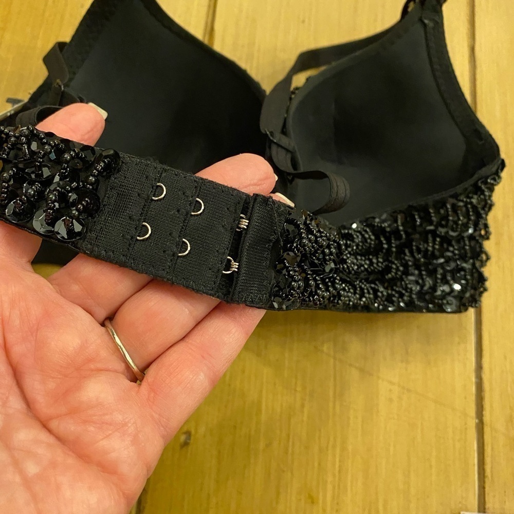 Women’s Black Sexy Bra Sequin Beaded New 30B-C size medium - Picture 4 of 14